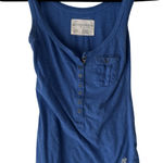 Aeropostale Tank Top Y2K Small Blue Henley Button Pocket Casual Summer Layer Photo 0