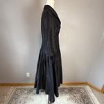 Rickie Freeman Teri Jon Pleated Midi Dress Size 14 Collar 3/4 Sleeve Black Silk Photo 7