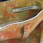 ZARA Marine Straight High Waisted Yellow Sun Flower Denim Jean Sz 4 Ragged Hem Photo 7