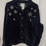 Quacker Factory Black Jean Jacket with Purple Embellishments Size 1X Photo 1