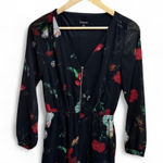 EXPRESS  Black Floral Long Sleeve Romper |  Size XS Photo 0