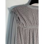 Gimmicks by BKE Women's Balloon Sleeve Shirred Polka Dot Blouse Gray Small Photo 9