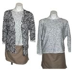 Chico's  Sweater Top Black White Cardigan 2 Pieces Size 0 Small Photo 8