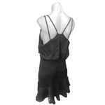 Lulus NEW  Black Silky Satin Sleeveless Ruffle Cami Camisole Mini Tank Dress Sz L Photo 1