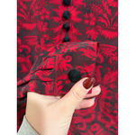 Dana Buchman  Silk Jacquard Blouse Red Black Holiday Evening Top 4 Photo 2