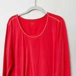 Athleta [] Neon Coral Pink Scoop Neck Long Sleeve Workout Top Thumbholes Size XL Photo 2