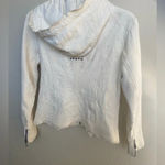 Ivory colored organic leather jacket with intentional distressing and raw edges White Photo 1