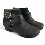 Alegria  Black Leather Ankle Booties with Buckle Detail Photo 1