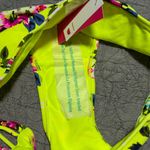 Xhilaration NWT  Hipster Swim Bottom Fluorescent Neon Yellow floral print Bikini Photo 2