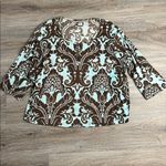 Take Two Brown and Cream Patterned Top Size 2X Photo 1