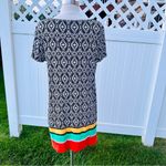 Rafaella Petite Dress Black and White design with yellow, green and red stripes Photo 6