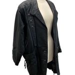Vintage Longline Leather Jacket/Coat In Black Pirate Grunge Unisex Style Size L Photo 6