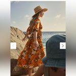 Faithfull the Brand Faithful The‎ Brand Isola Midi Dress in Orange Sz S Photo 1