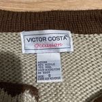 Victor Costa Occassion Flower Embroidery Cardigan Size Small Brown Photo 2