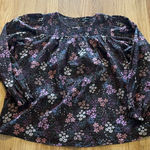Summersalt  Dark Floral Smocked Cotton Blouse Top Sz XL Photo 0