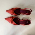 ZARA  Satin Kitten Heel Slingback Women's Size EU 36 Orange Photo 4