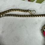 Chunky Gold Tone Flower Statement Necklace Fuchsia Rhinestone Gem Accents Pink Photo 2