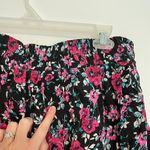 Lucy Love  Black Pink Green Floral Print Pull On Elastic Mini A-Line Skater Skirt Photo 10