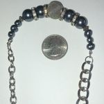 Silver Tone & Dark Gray/Blue Mesh Beaded Multi Strand Boho Necklace Photo 2