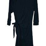 KINLY Womens Black Jersey Long Sleeve Tie Knot Waist Midi Dress Size Extra Large Photo 3