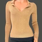 J.Crew  Glitter Disco Glam Johnny Collar Rib Knit Top XS Long Sleeve Studio 54 Photo 1