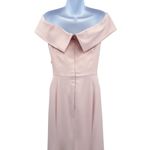 NEW Dessy Collection 3030 Blush Pink Crepe Slit Maxi Dress Gown Off the Shoulder Size 14 Photo 4