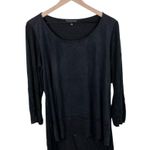 Signature Studio Black Faux Suede Laser Cut Tunic Size Large Whimsigoth Bohemian Photo 0