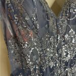 Jovani  3675 Embellished Elegant Blue Sequin Evening Gown in ink size 16 formal Photo 4
