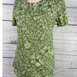 Chico's 0 Batik Tropic Tee Shirt Womens S Soft Fern Short Sleeve Cool Cotton Knit Photo 4