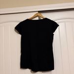 White House | Black Market  Fitted V Neck T Shirt Small Solid Short Sleeve Gathered Photo 2