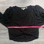 Boden Black Short Bubble Sleeve Twist Front Viscose Cropped Shirt Size 10 Summer Photo 6