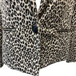 Notations Leopard Print One Button Blazer Jacket Sz PS Peplum Hem Lined Stretch Tan Black Photo 5