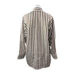 J. McLaughlin  Brown White Striped Collar Long Sleeve Button Down Shirt Top Sz L Photo 2