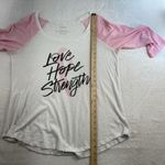 Torrid  Plus 1X Breast Cancer Awareness Raglan Tee Shirt Love Hope Strength Pink Photo 7