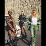 Motel Rocks ZOVEN FLARE TROUSER IN PU GREEN medium Photo 6