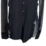 Marissa Webb Semi Sheer Button Front Long Sleeves Ruffle Black Women’s Size S Photo 2