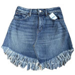 We The Free Free People Women’s Fringe Hem Denim Mini Skirt High Rise Western Skirt Sz 24 Photo 0