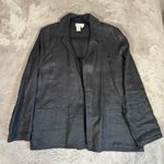 Coldwater Creek  100‎ Linen Blazer Jacket Pockets Open Front Black Size L Career Photo 0