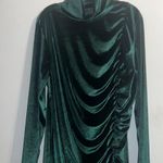 Bloom Chic 1X Green Velvet Long Sleeve Ruched Turtleneck Mini Dress Photo 1