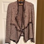 White House | Black Market WHBM Waterfall Fringed Cardigan Sweater Size Medium Tweed Grandma Comfy F8 Photo 1