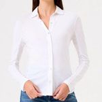 Goldie  Lewinter Jersey and Slub Button Down Shirt White Large Pima Cotton Photo 1