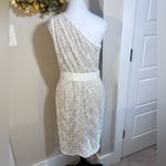 Tadashi Shoji  One Shoulder Textured Embroidered Sheath Dress Sz 6💛 Photo 7