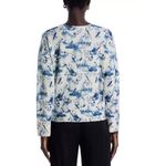 C by Bloomingdale's Cashmere Toile Crewneck Sweater Blue Cream Size XL Photo 2