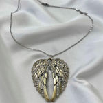 Early 2000's Chunky Witchy Whimsygoth Silver Rhinestone Goth Angel Wing Necklace Photo 0