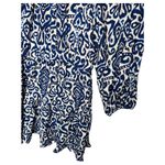 ZARA  Dress Womens L Geometric Ruffle Keyhole Tie Long Balloon Sleeve Blue White Photo 10
