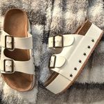 White Double Strap Platform Sandals Size 6.5 Photo 0