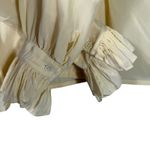 Cesarani Vintage 100% Silk Ruffled Collar and Sleeves Blouse Light Yellow Photo 2