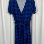 Draper James Blue Plaid Faux Wrap Mini Dress Sz.M Photo 2