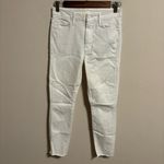 Mother High Waisted Looker Ankle Fray Jeans in Stayin’ Alive White Photo 2