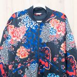 Body & Sol Womens Floral Bomber Jacket Size XL Multicolor Boho Maximalist Artsy Black Photo 1